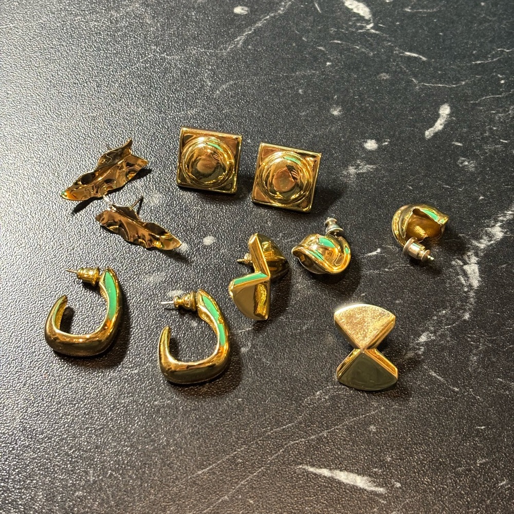 Vintage Givenchy Gold Tone Hoops and Four Others